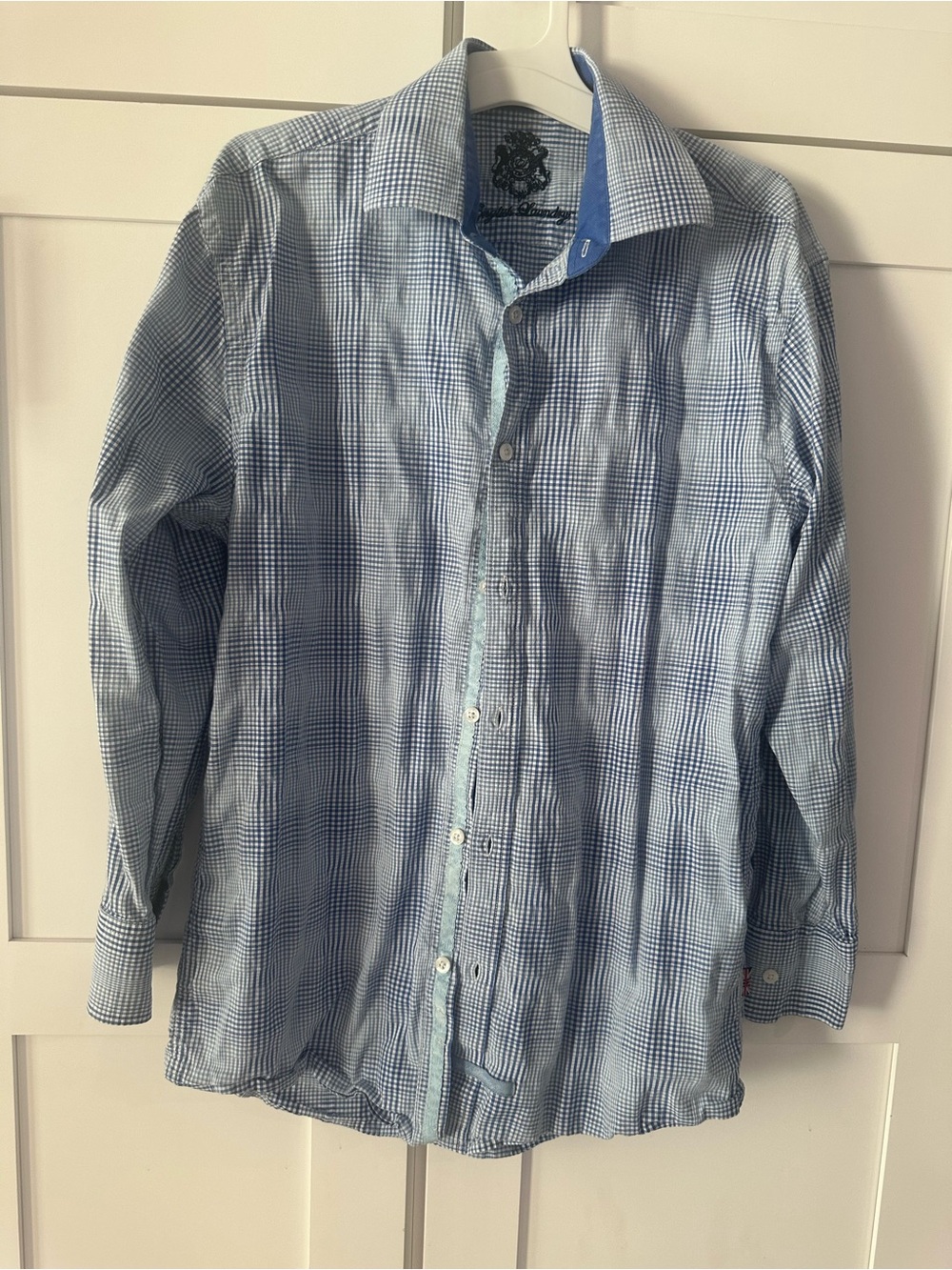 English Laundry Light Blue Plaid Casual Button-Down Shirt